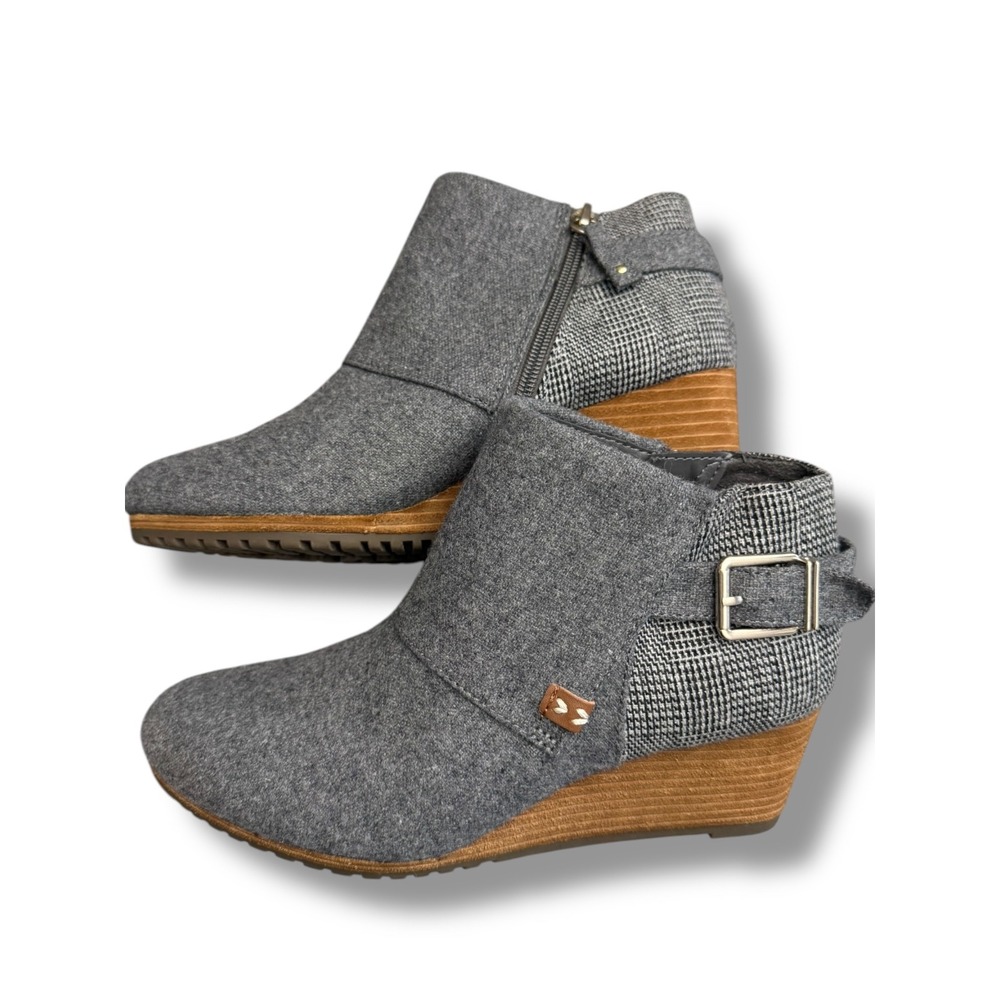 Dr. Scholl's Gray Ankle Boots with Brown Wedge